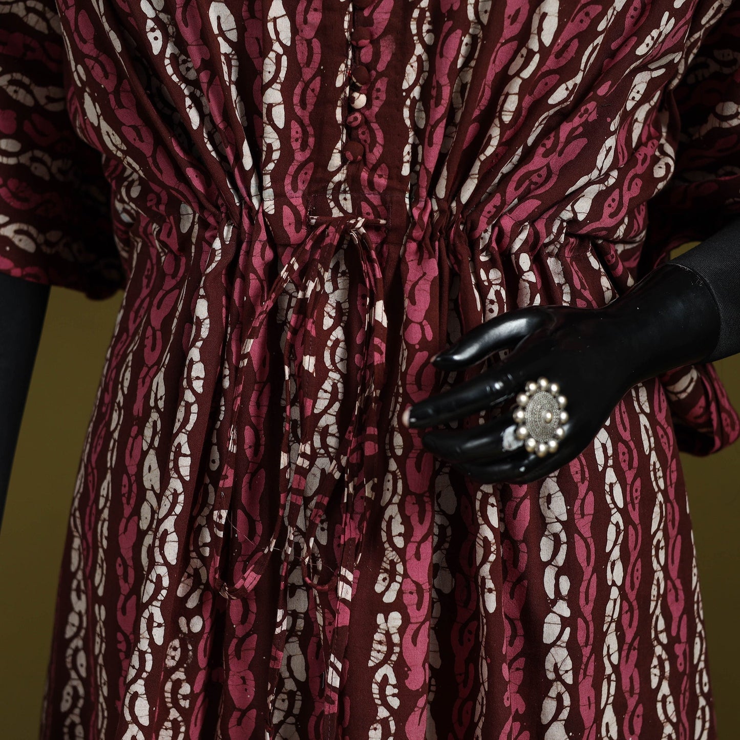 Hand batik cotton medium kaftan 67 - handcrafted