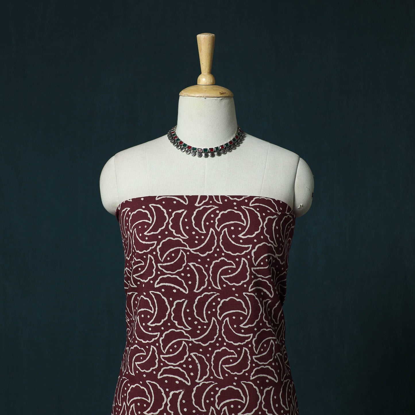 Hand block jaipur print cotton 3pc unstitched dress