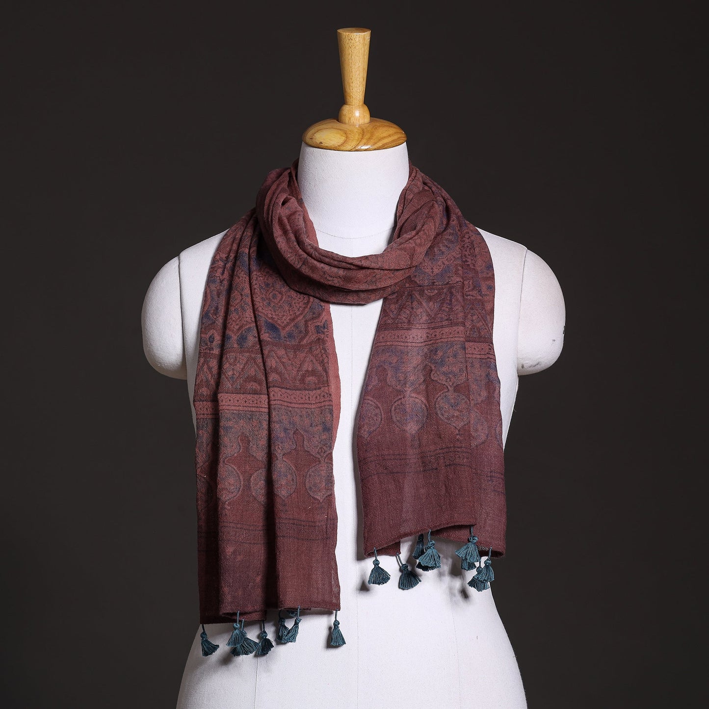 Ajrakh Hand Block Printed Pure Woolen Stole