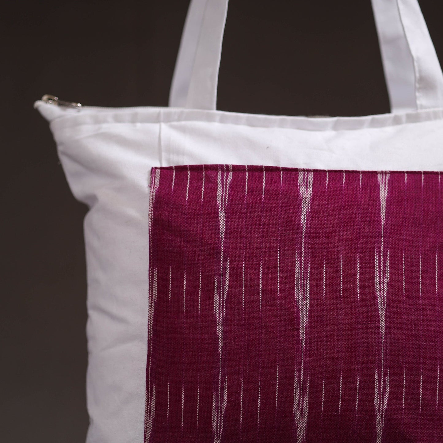 Maroon - handcrafted ikat patch canvas cotton shoulder bag