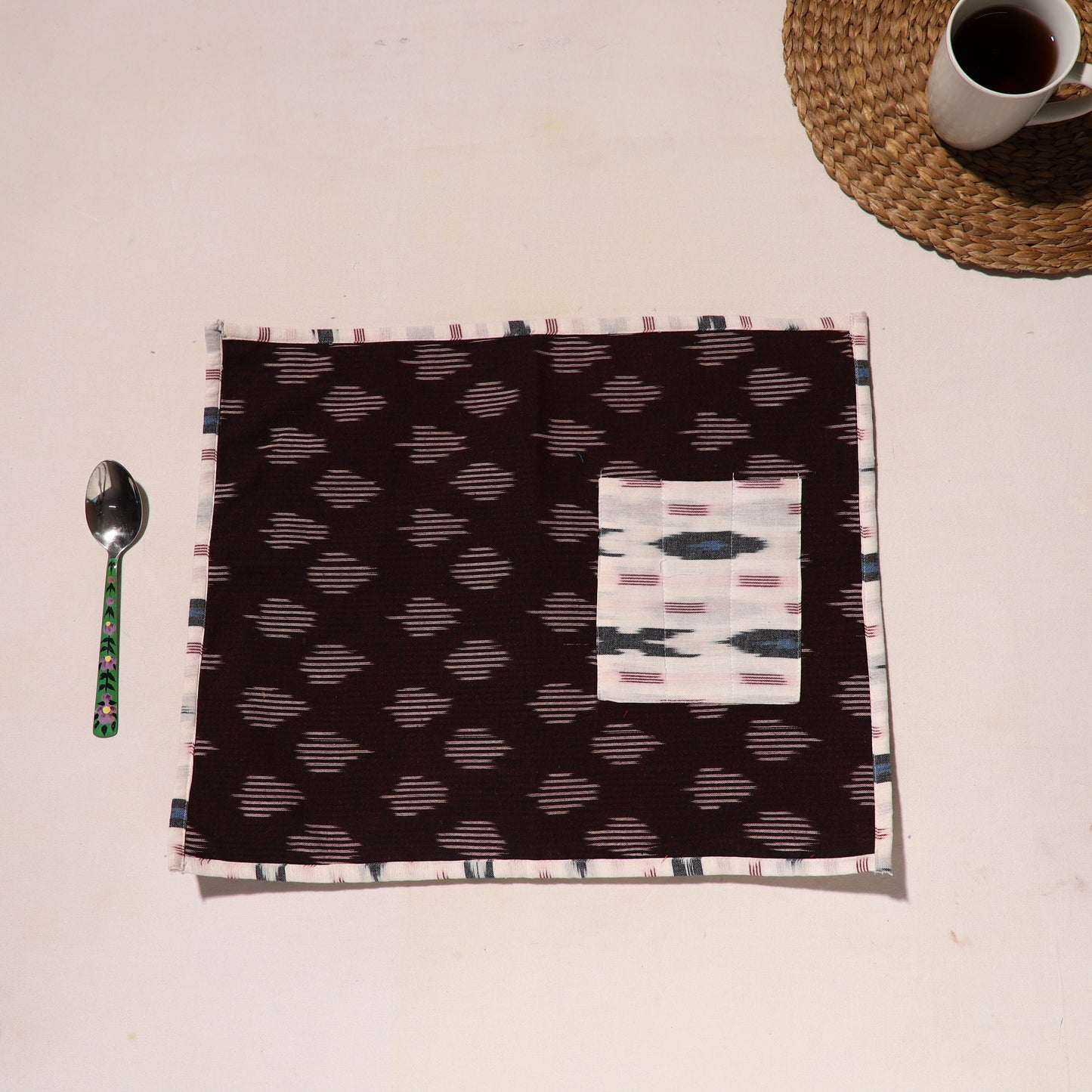 Maroon Traditional Ikat Table Mat for Home