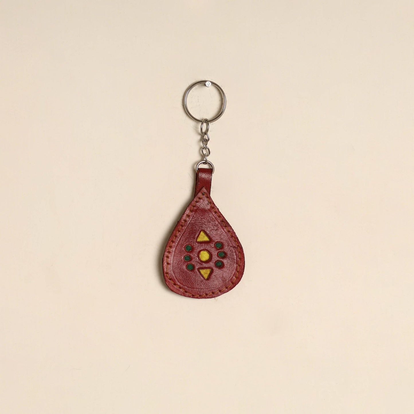 Maroon - handcrafted kutch leather keychain 10