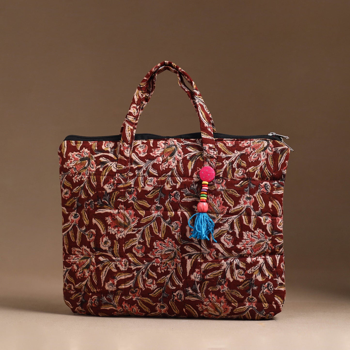 Maroon Handcrafted Quilted Cotton Hand Bag 08