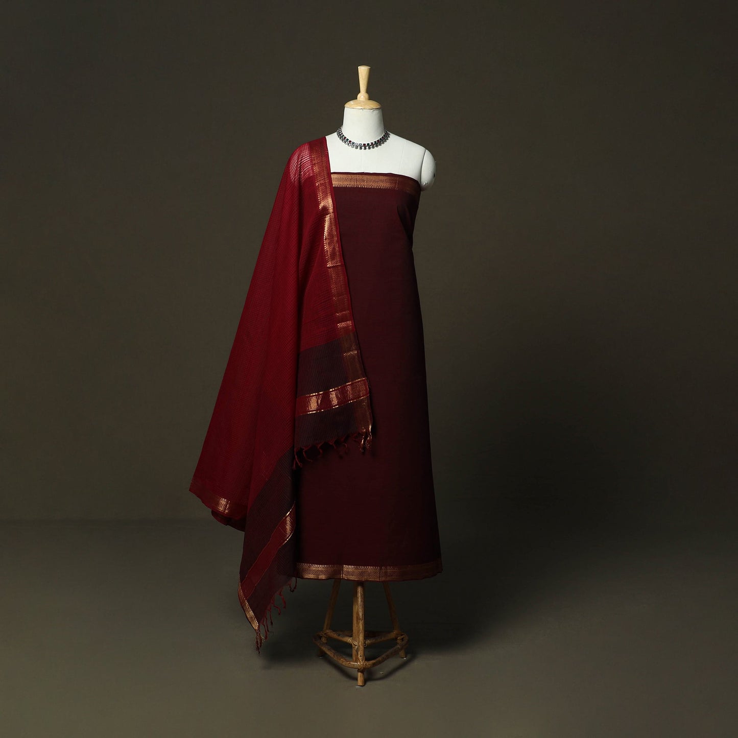 Handloom cotton mangalagiri 3pc unstitched dress material