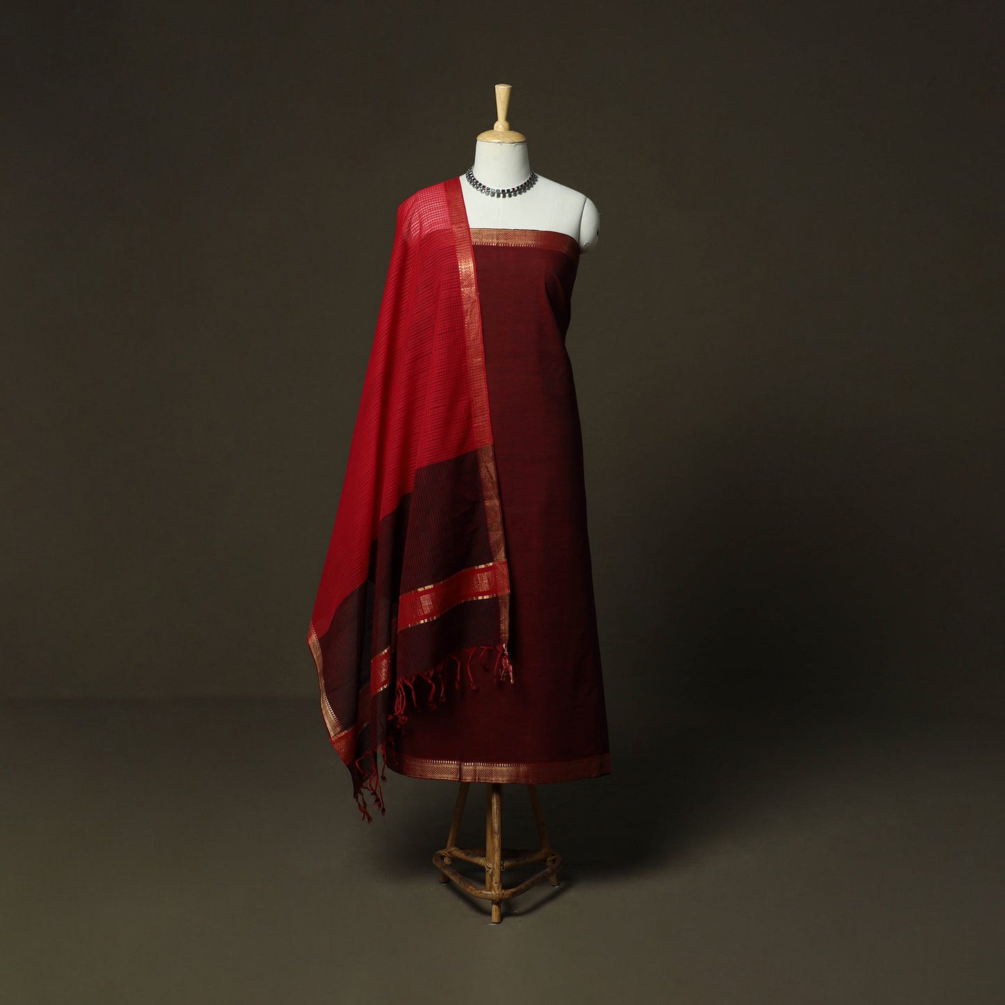 Handloom cotton mangalagiri 3pc unstitched dress material