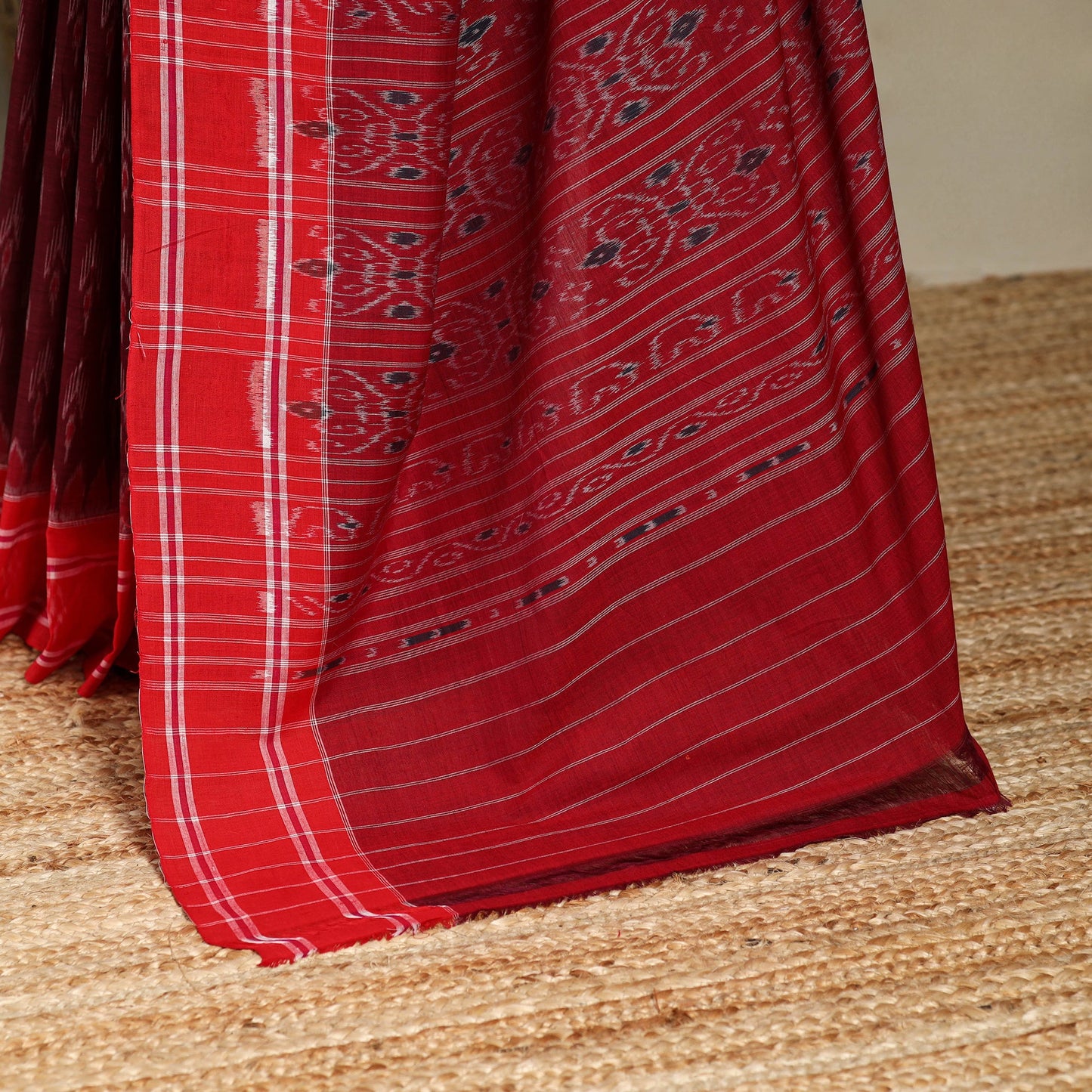 Maroon - handloom cotton sambalpuri ikat saree 21