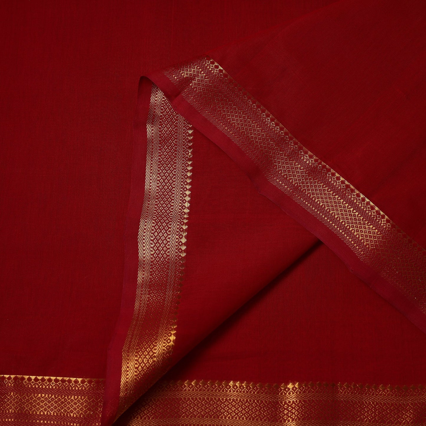 Maroon Handloom Mangalagiri Cotton Fabric with Zari Border