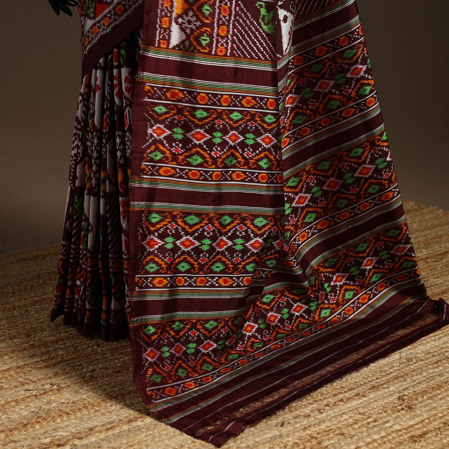 Handloom mulberry silk patola ikat pochampally saree 16