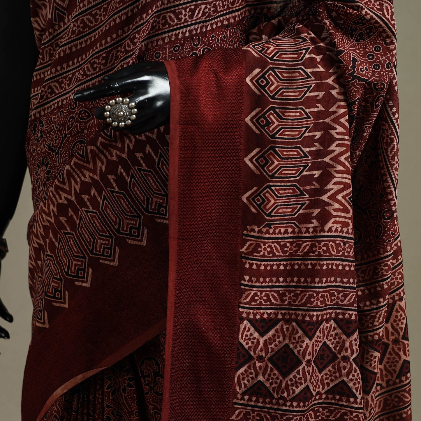 Handloom natural dyed hand maheshwari cotton saree