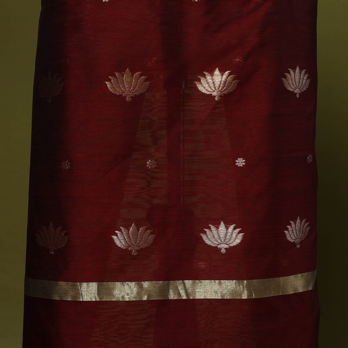 Handloom zari buti chanderi silk 2pc unstitched dress