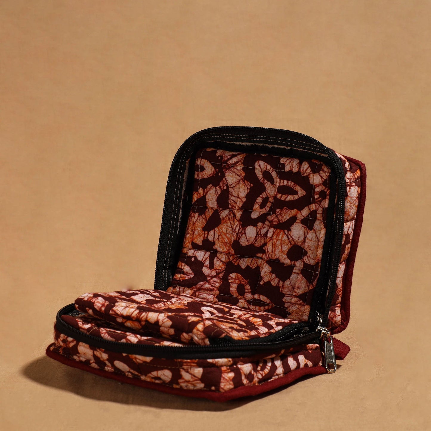 Maroon Handmade 4 Pockets Cotton Jewelry Bag 26