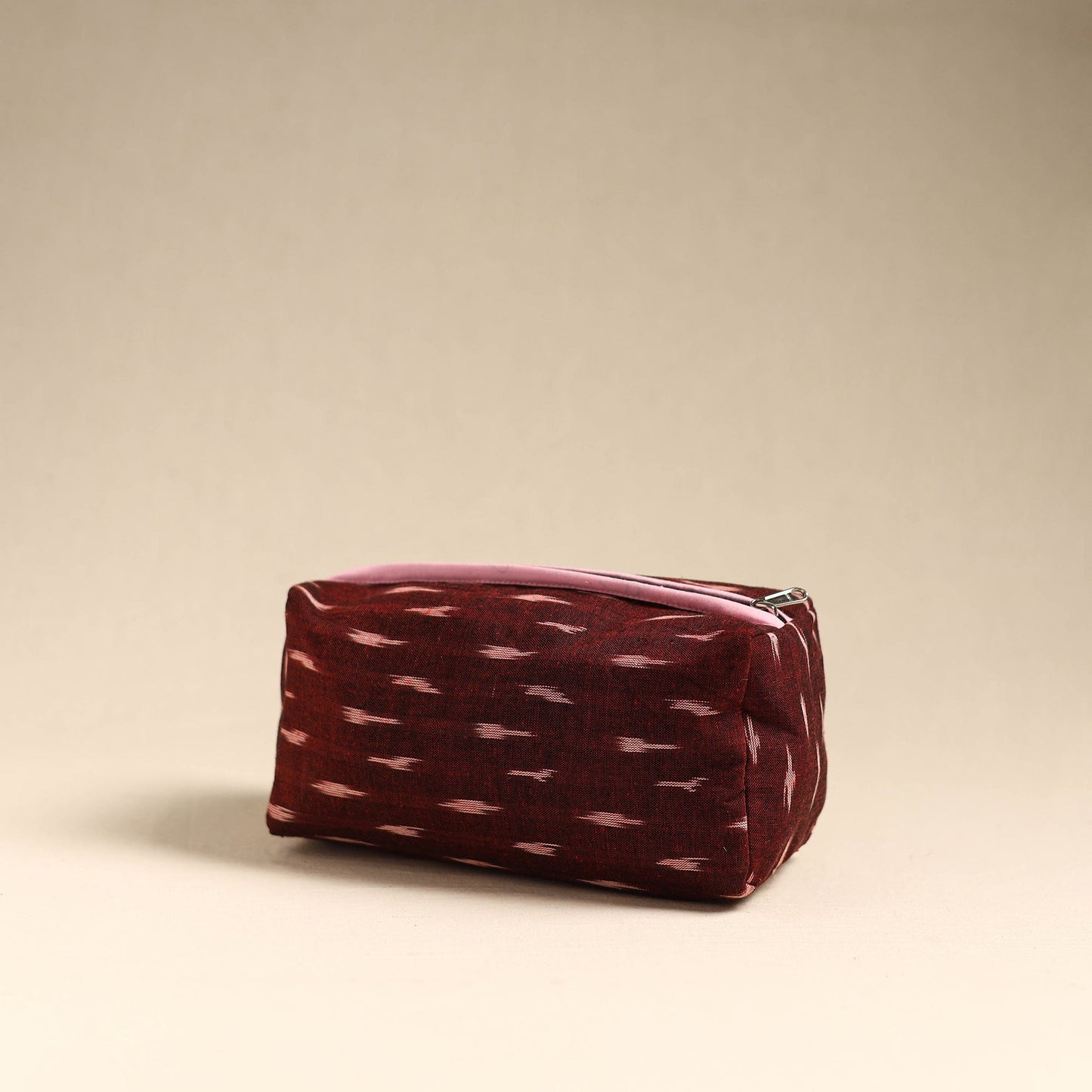 Maroon Handmade Cotton Toiletry Pouch