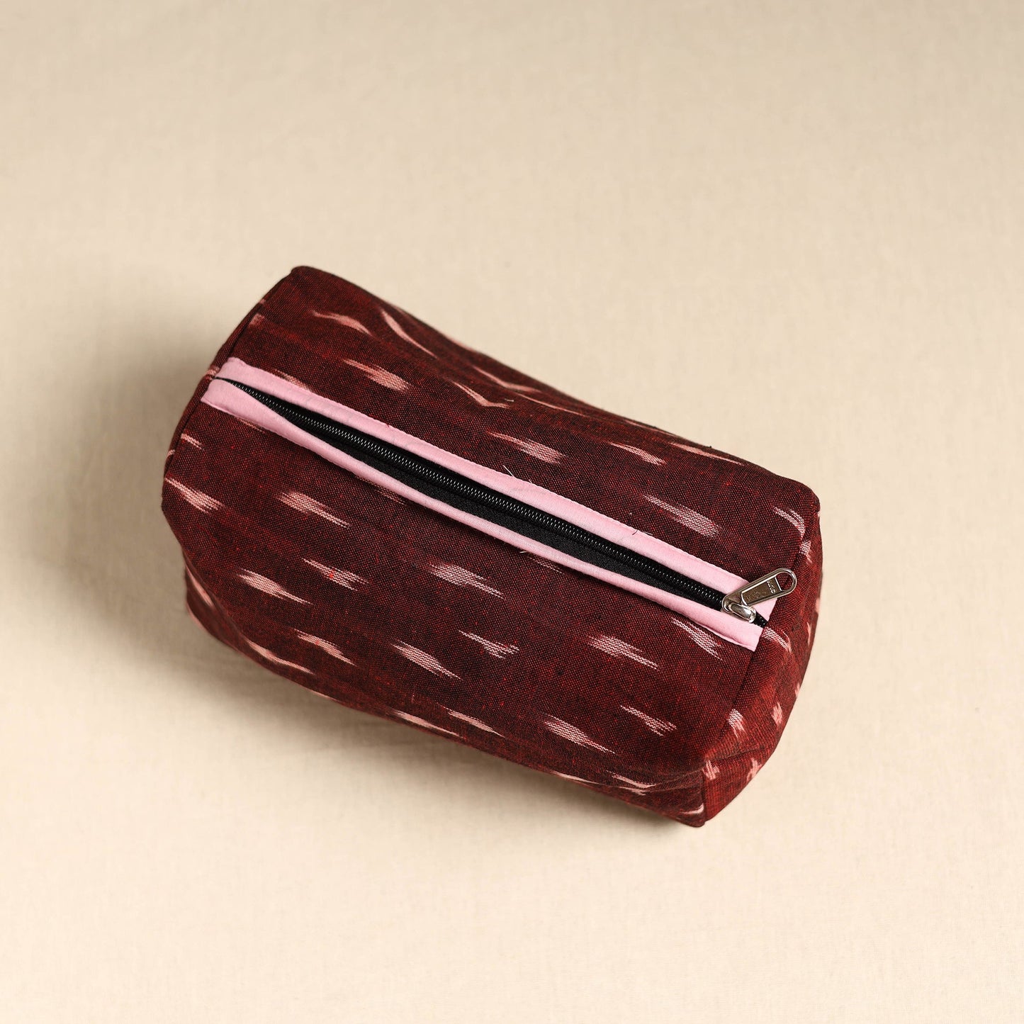 Maroon Handmade Cotton Toiletry Pouch