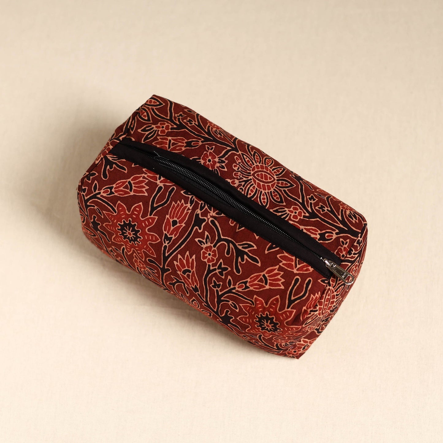 Maroon Handmade Cotton Toiletry Pouch