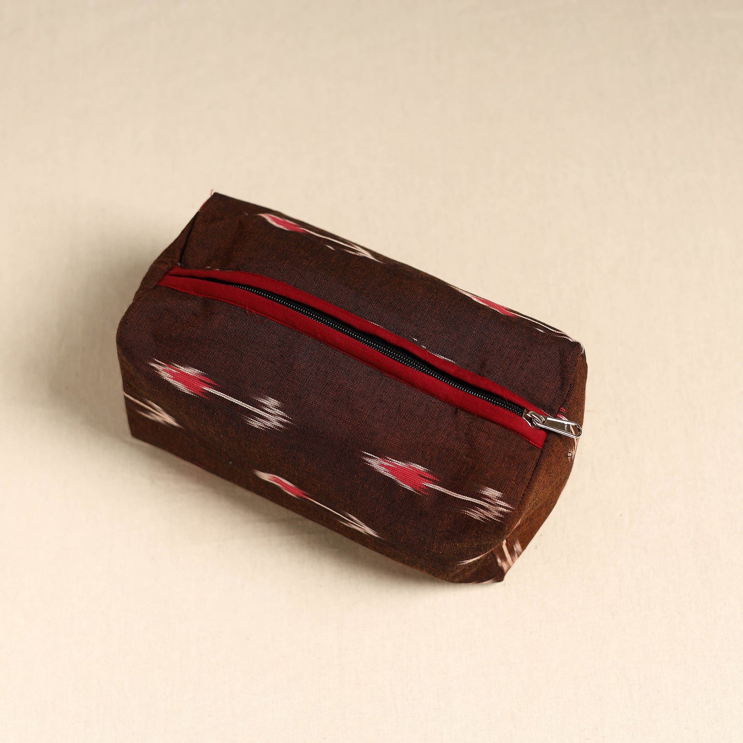 Maroon Handmade Cotton Toiletry Pouch