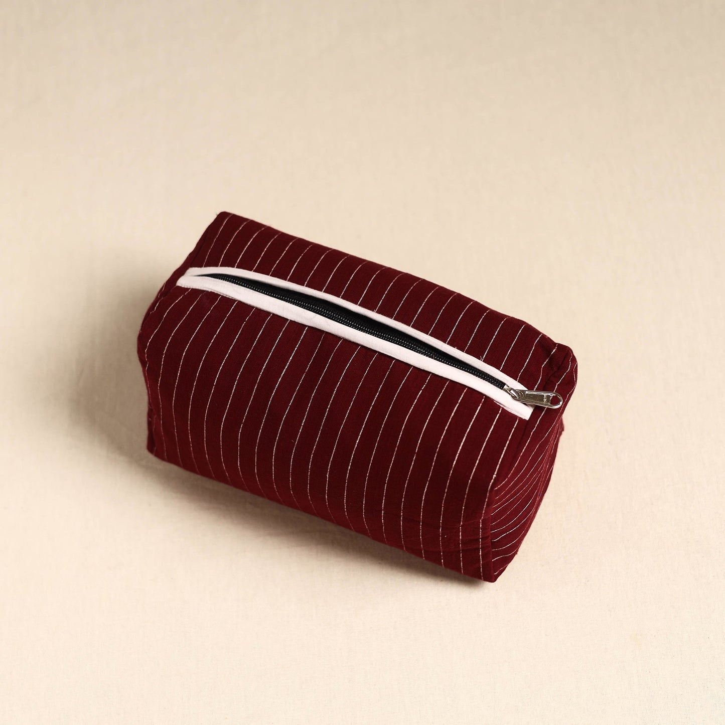 Maroon Handmade Cotton Toiletry Pouch