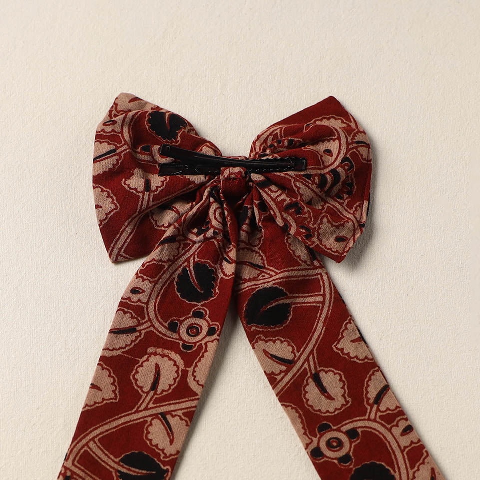 Maroon Handmade Fabric Bow Hair Clip