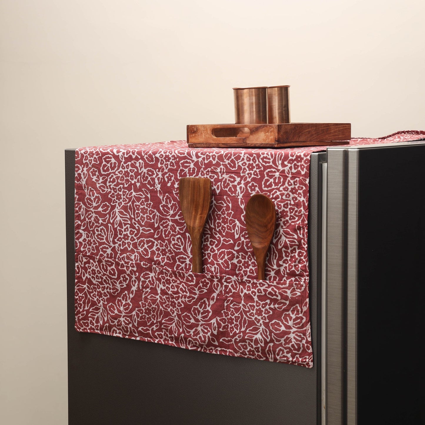 Handmade fridge top cover with multiple pockets 51
