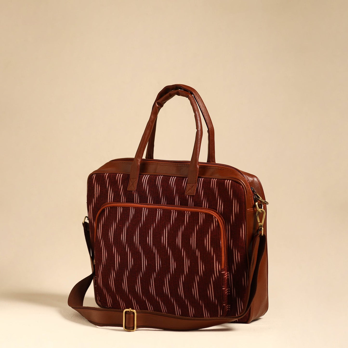 Maroon Handmade Pochampally Ikat Laptop Bag
