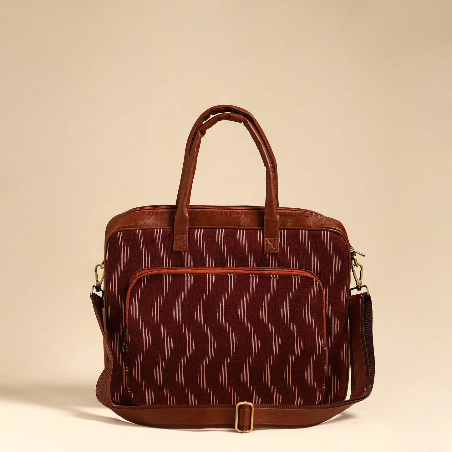 Maroon Handmade Pochampally Ikat Laptop Bag