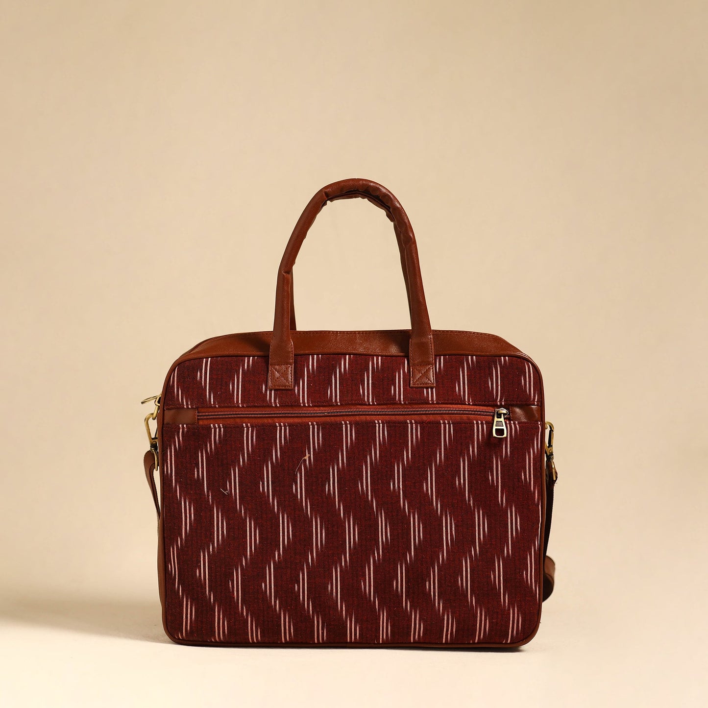 Maroon Handmade Pochampally Ikat Laptop Bag