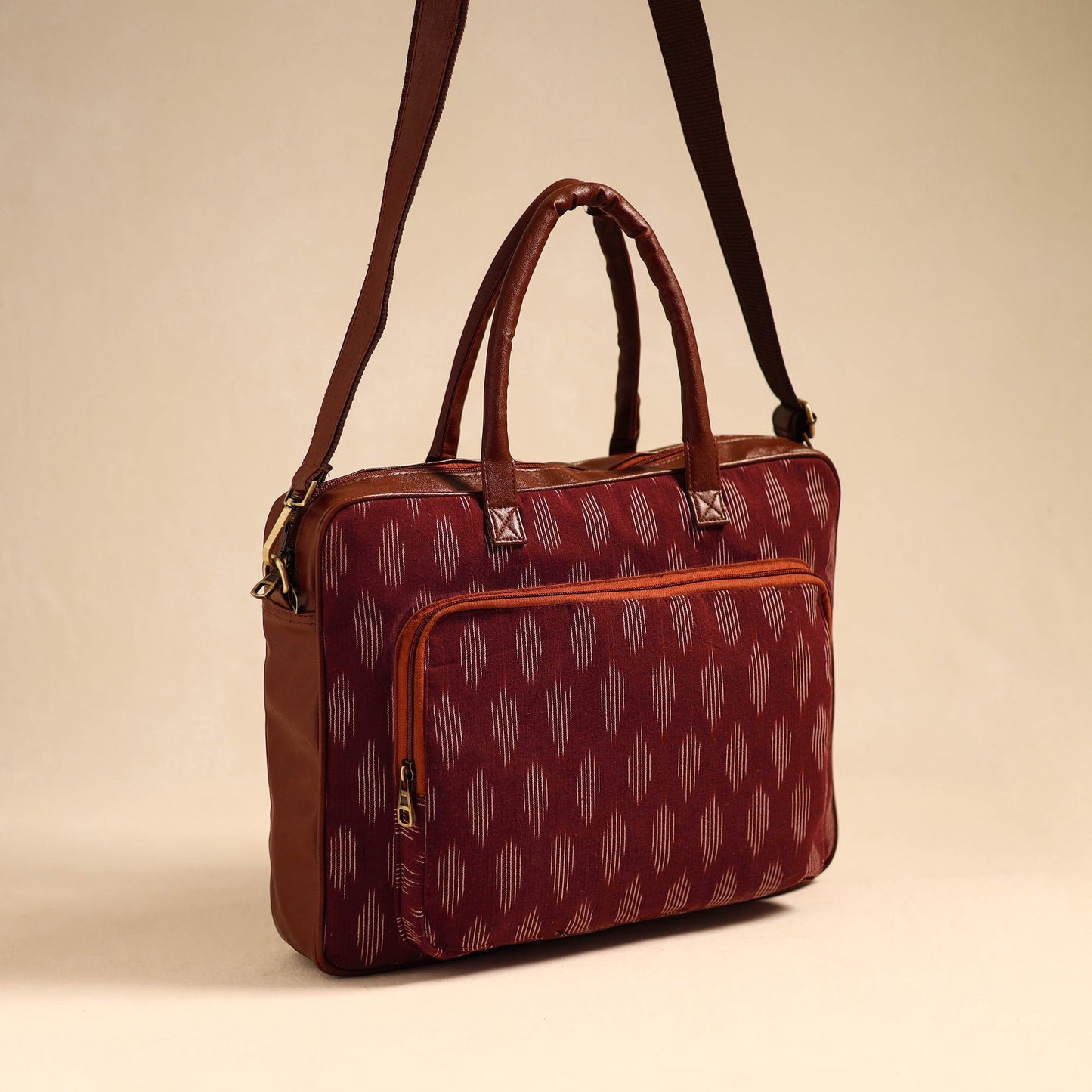 Maroon Handmade Pochampally Ikat Laptop Bag