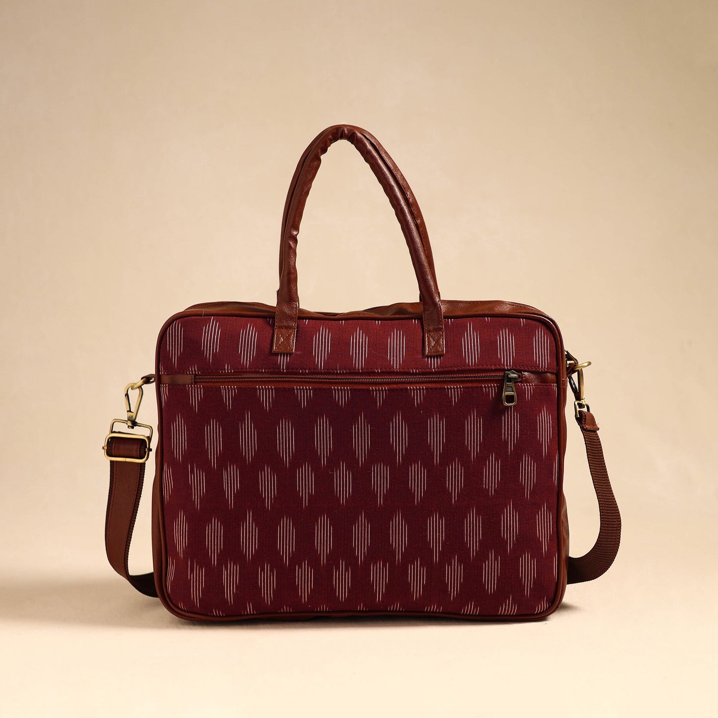 Maroon Handmade Pochampally Ikat Laptop Bag
