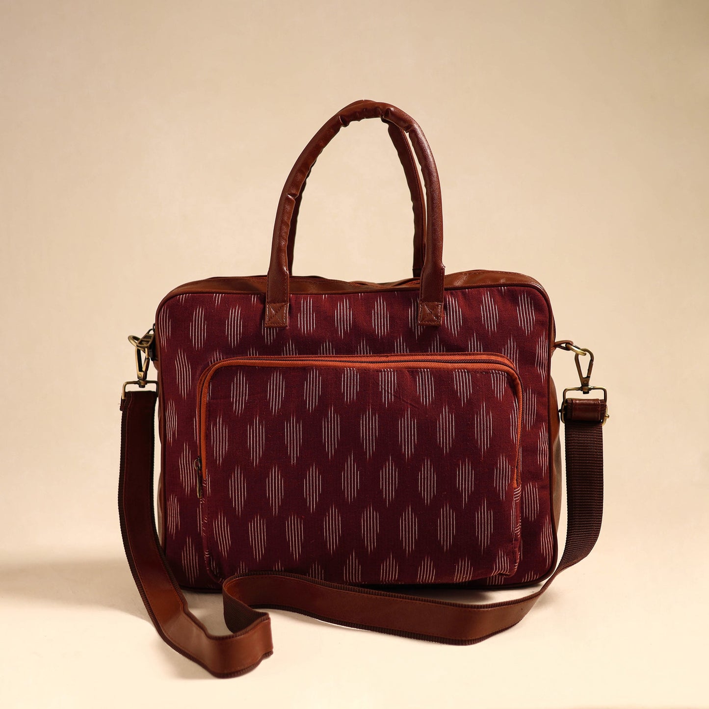 Maroon Handmade Pochampally Ikat Laptop Bag