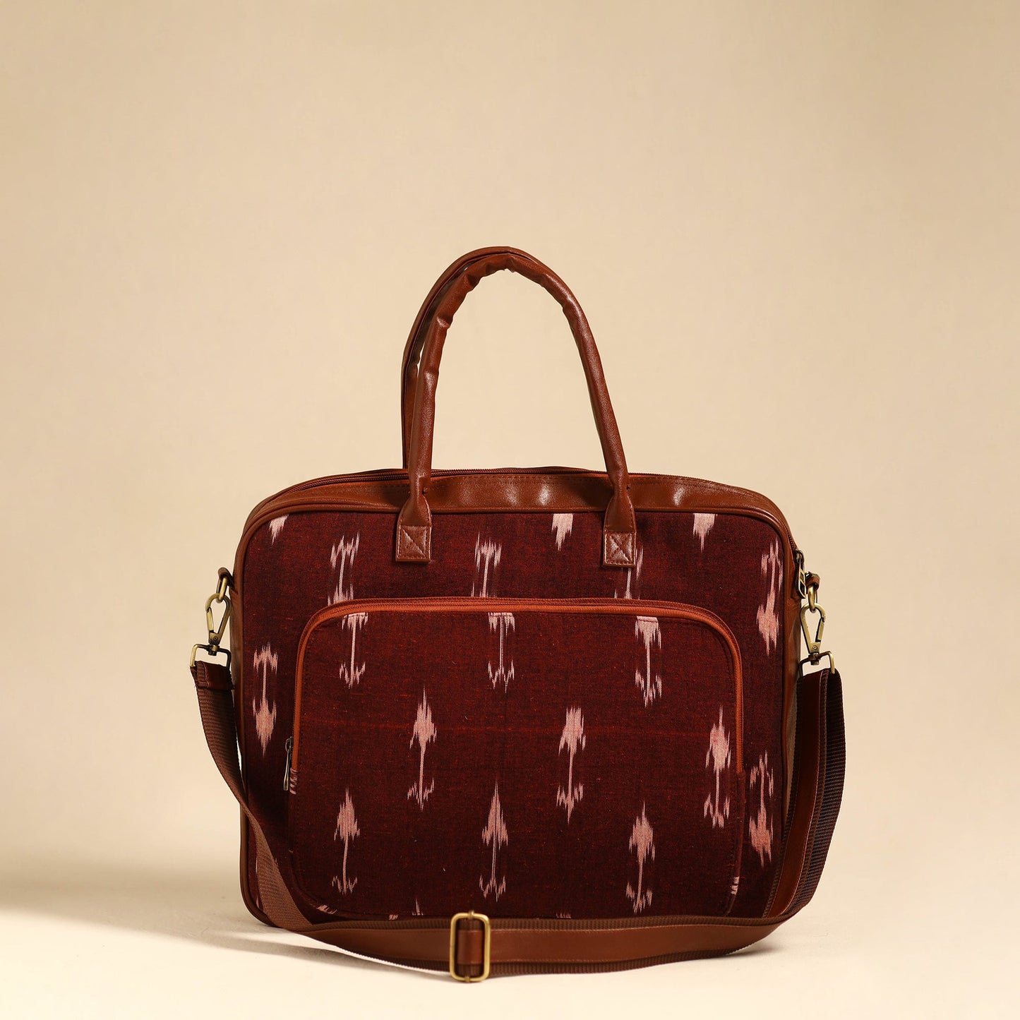 Maroon Handmade Pochampally Ikat Laptop Bag