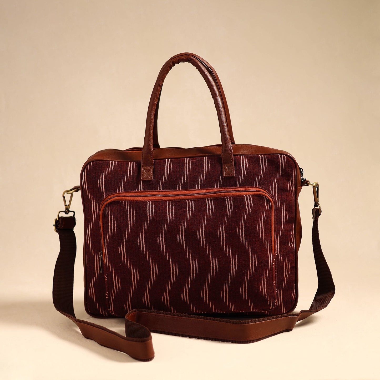 Maroon Handmade Pochampally Ikat Laptop Bag