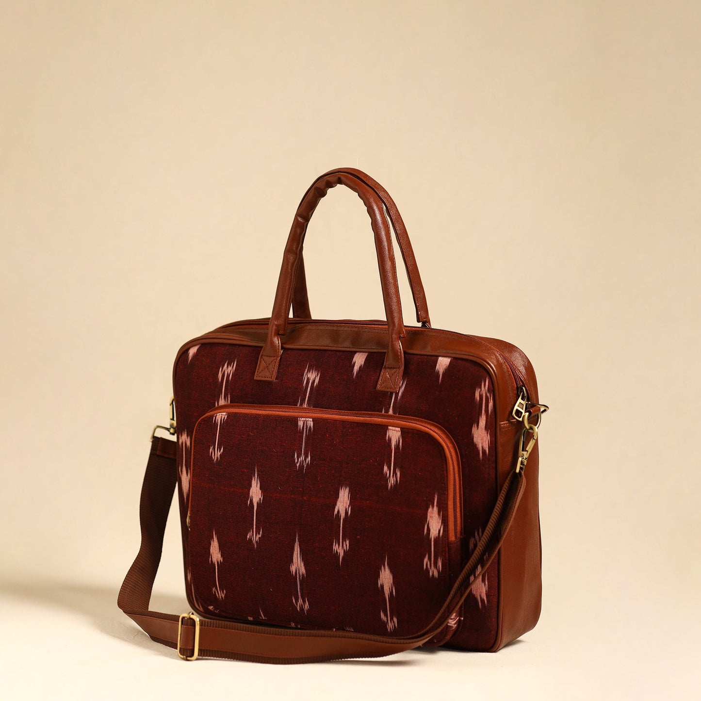 Maroon Handmade Pochampally Ikat Laptop Bag