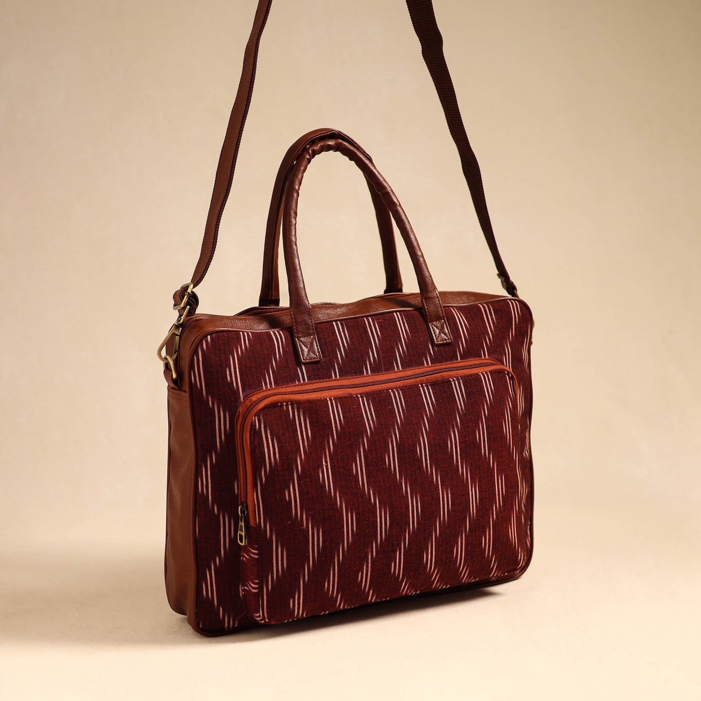 Maroon Handmade Pochampally Ikat Laptop Bag