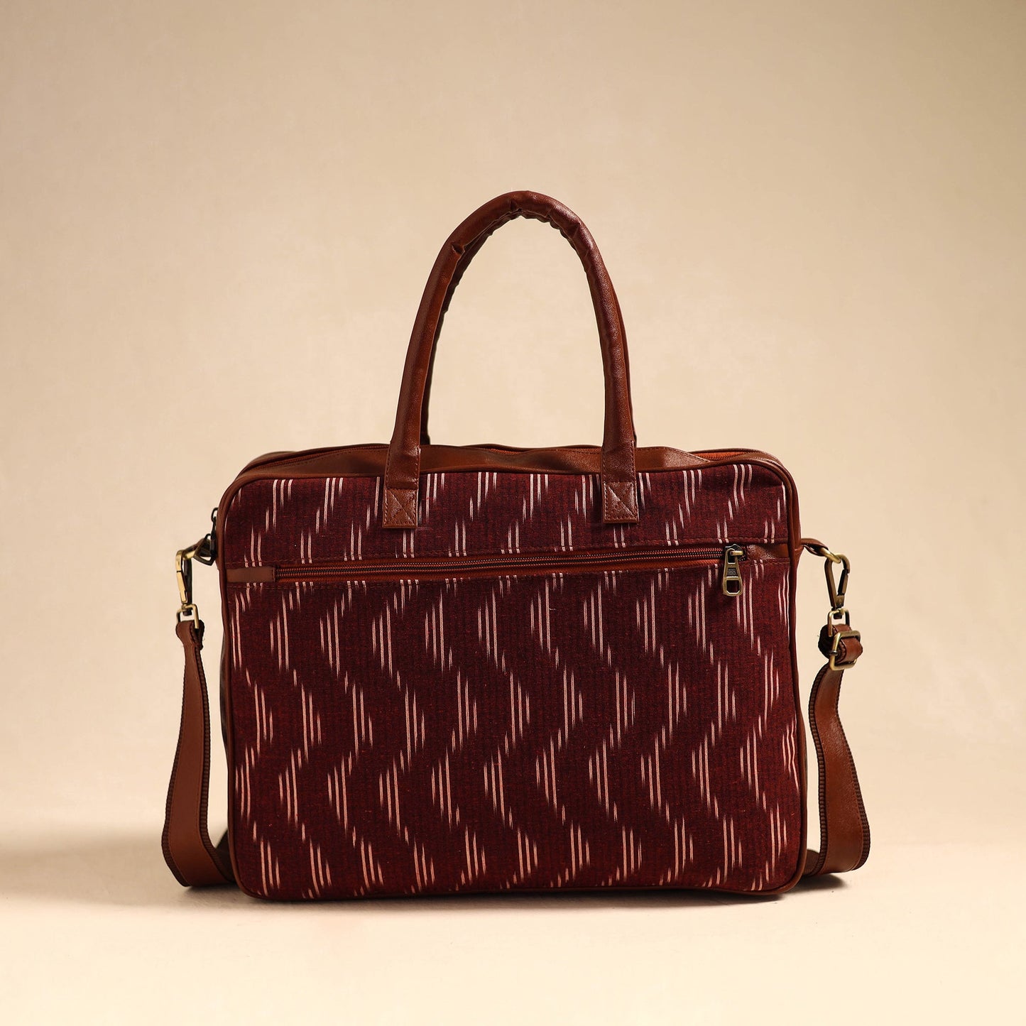 Maroon Handmade Pochampally Ikat Laptop Bag