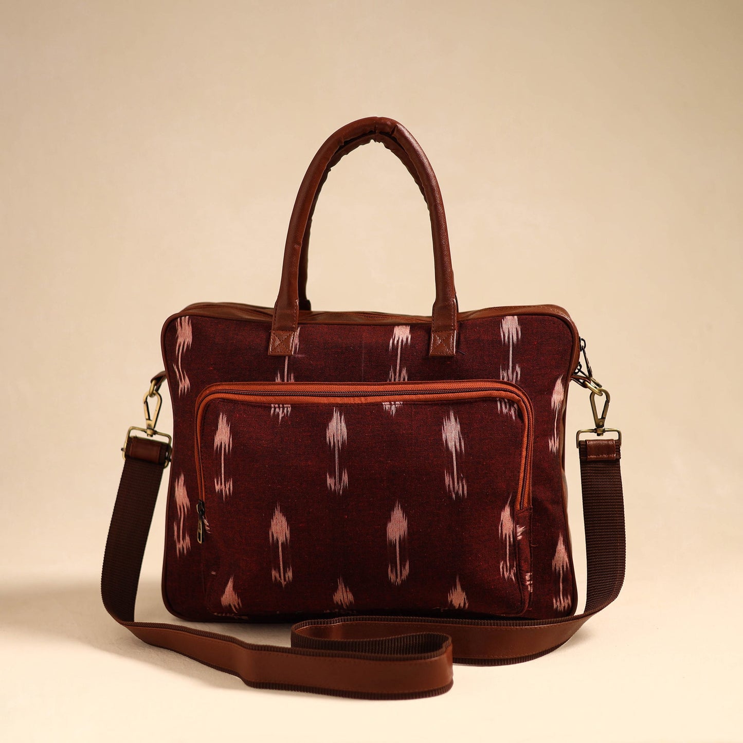 Maroon Handmade Pochampally Ikat Laptop Bag