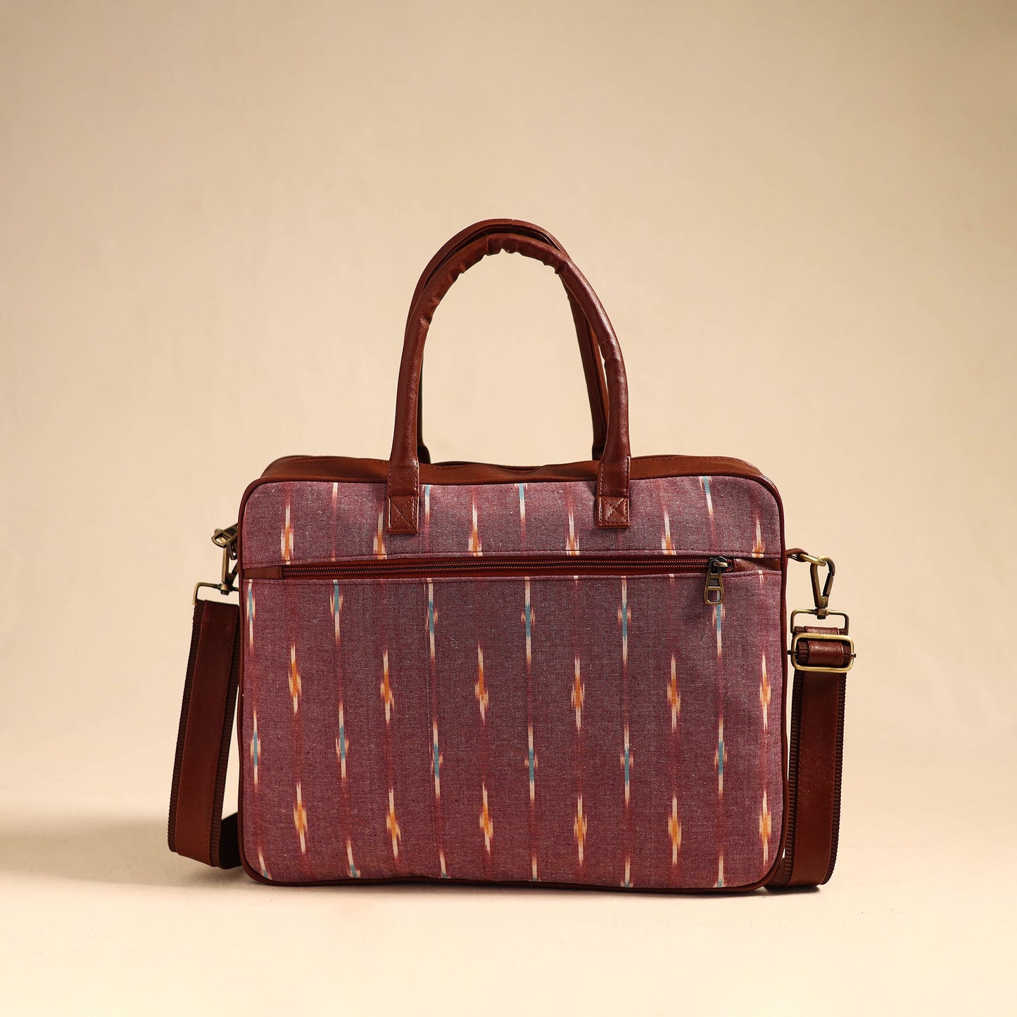 Maroon Handmade Pochampally Ikat Laptop Bag