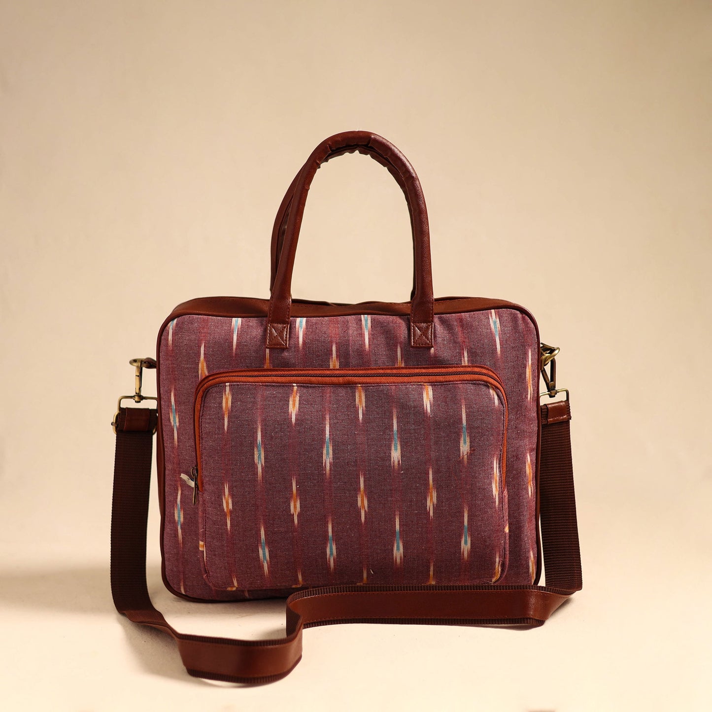 Maroon Handmade Pochampally Ikat Laptop Bag