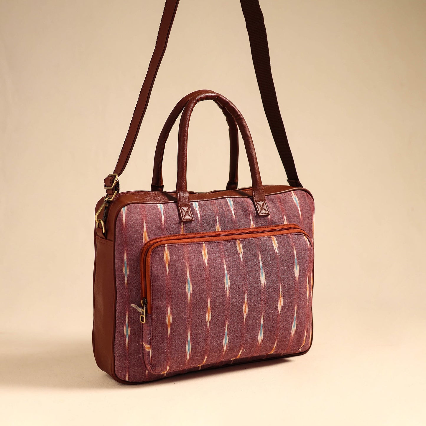 Maroon Handmade Pochampally Ikat Laptop Bag