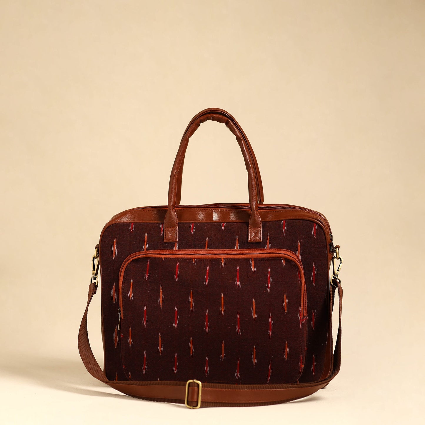 Maroon Handmade Pochampally Ikat Laptop Bag