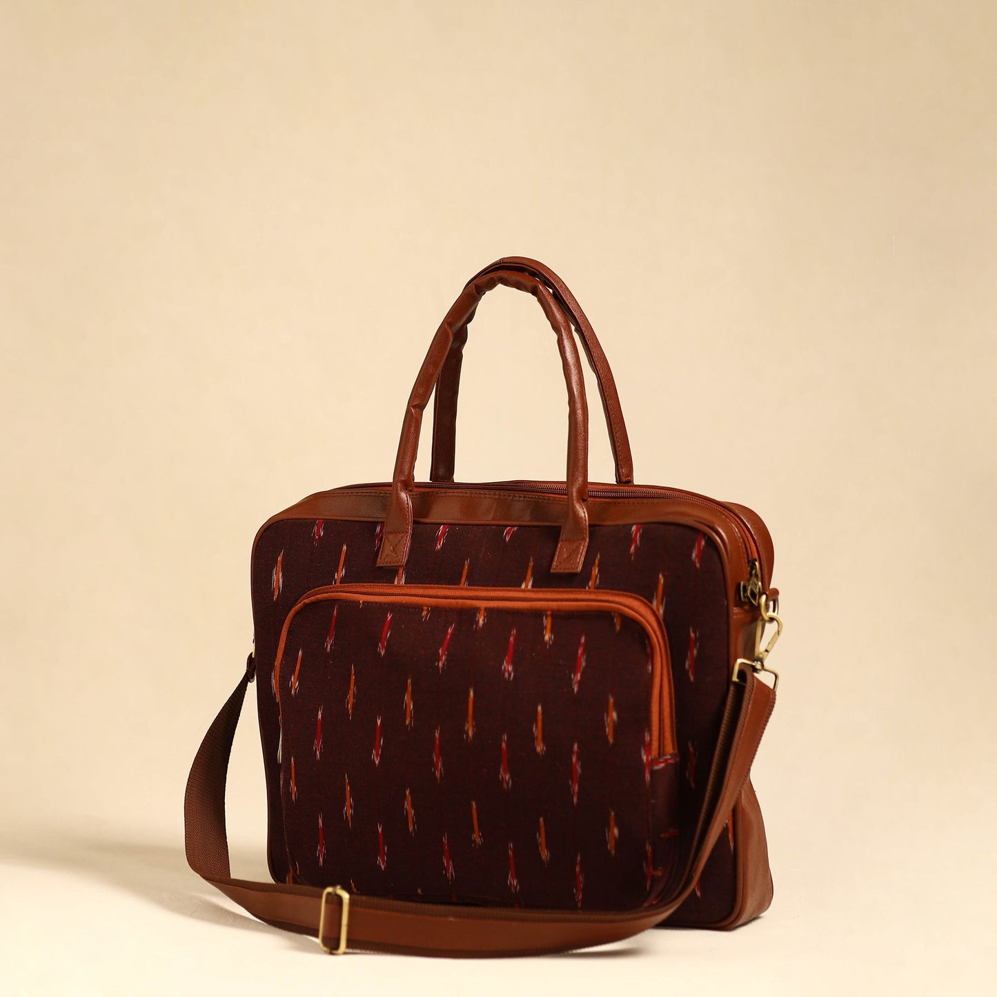 Maroon Handmade Pochampally Ikat Laptop Bag