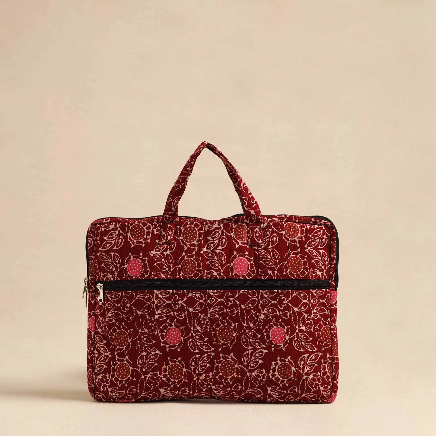 Maroon Handmade Quilted Cotton Laptop Bag