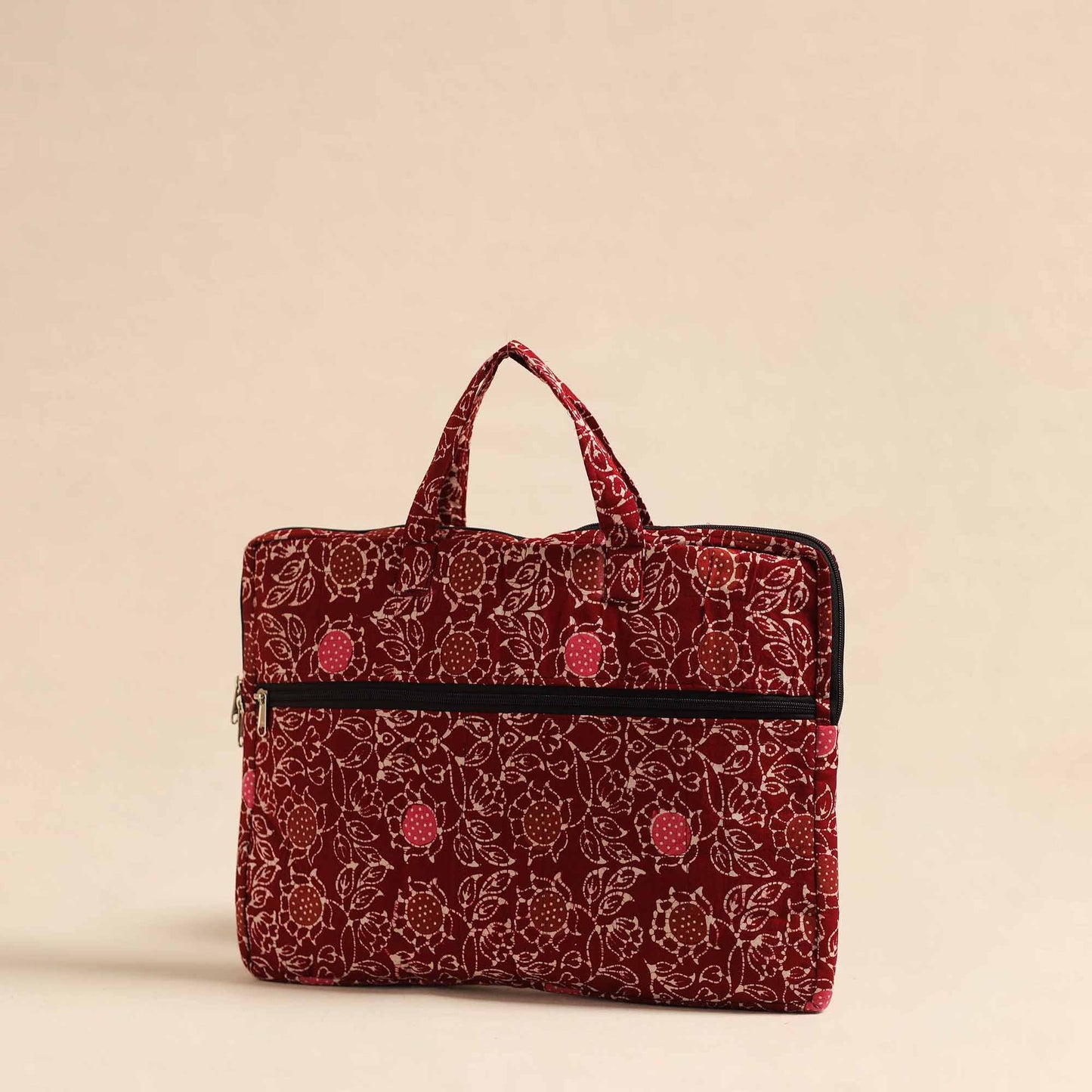 Maroon Handmade Quilted Cotton Laptop Bag