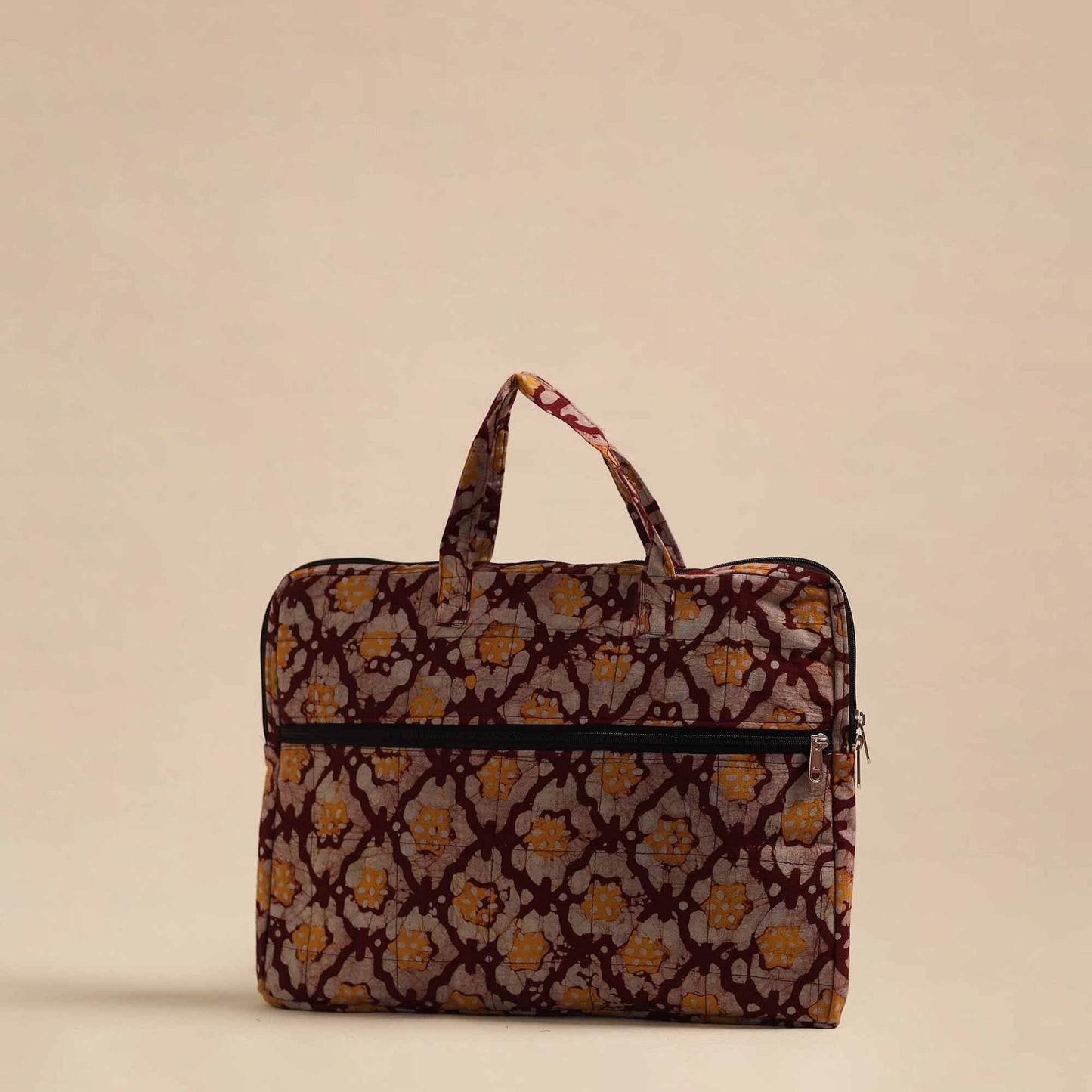 Maroon Handmade Quilted Cotton Laptop Bag