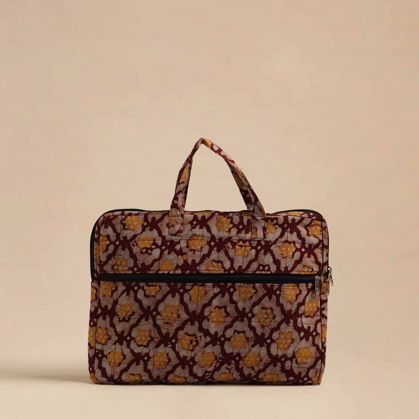Maroon Handmade Quilted Cotton Laptop Bag