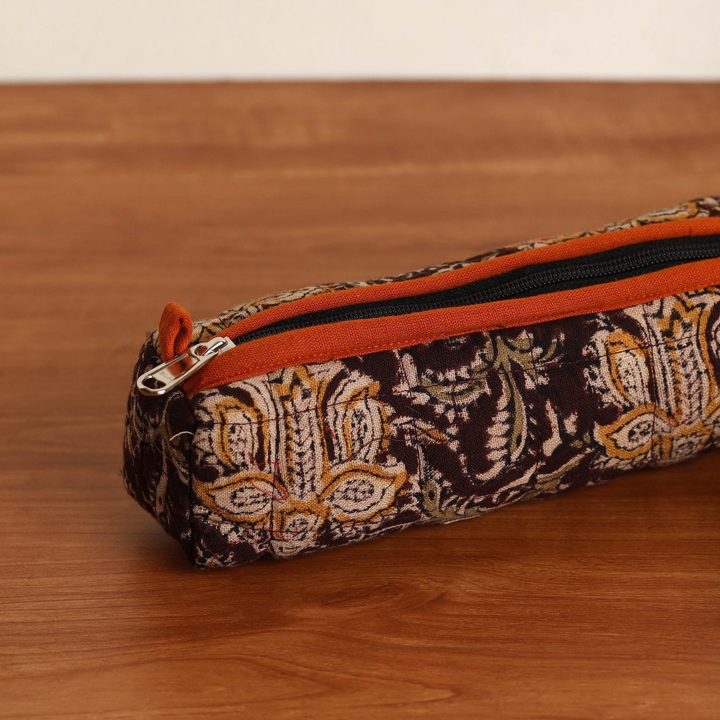 Maroon Handmade Quilted Cotton Pencil Pouch