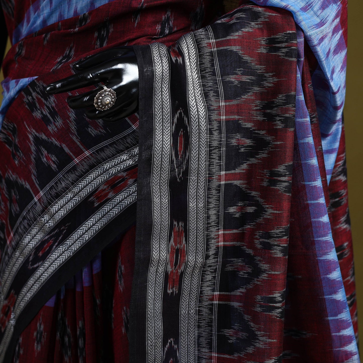 Maroon - ikat handloom pure cotton sambalpuri saree 10