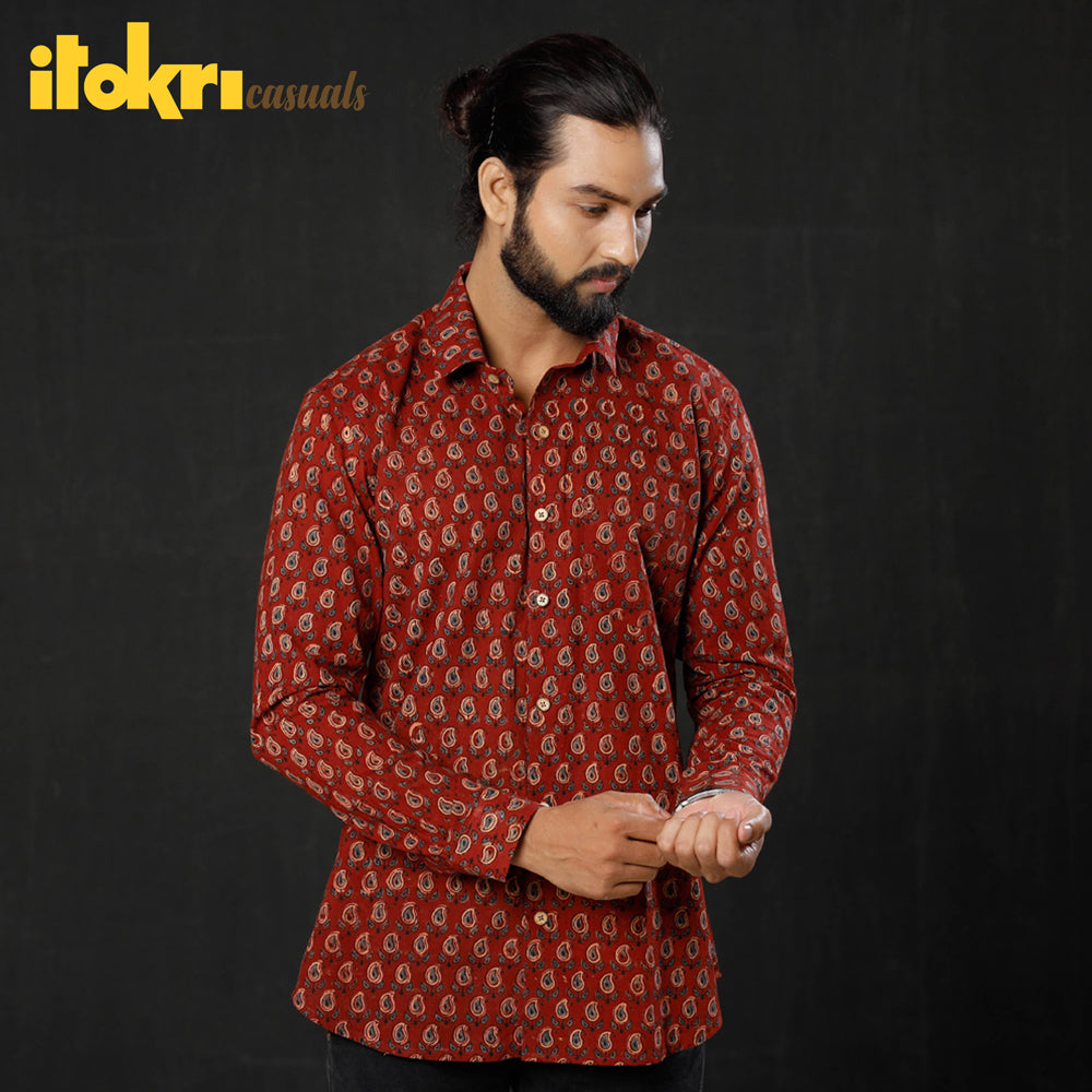 iTokri Casuals - Ajrakh Printed Cotton Men Full Sleeve Shirt