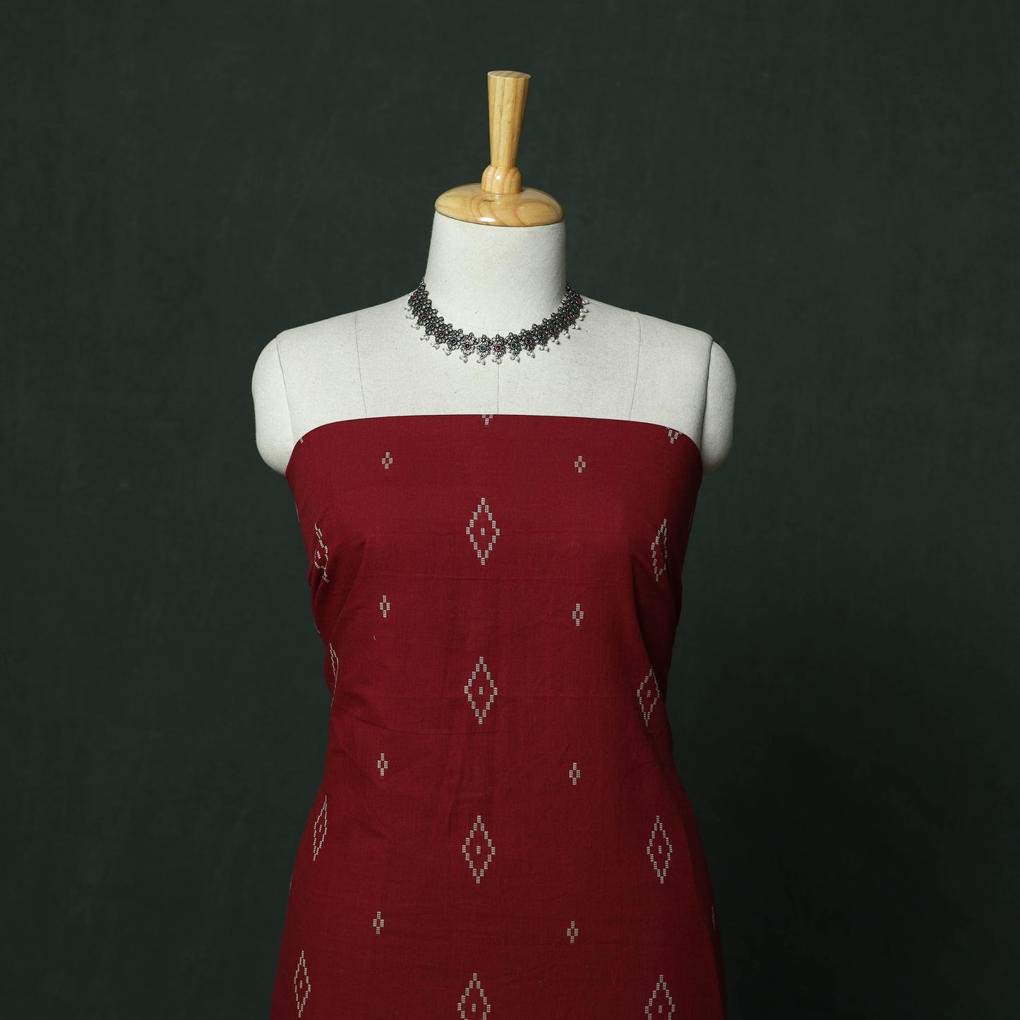Jacquard cotton 2pc unstitched dress material with earrings
