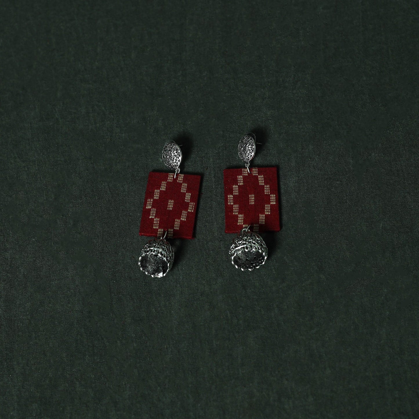 Jacquard cotton 2pc unstitched dress material with earrings