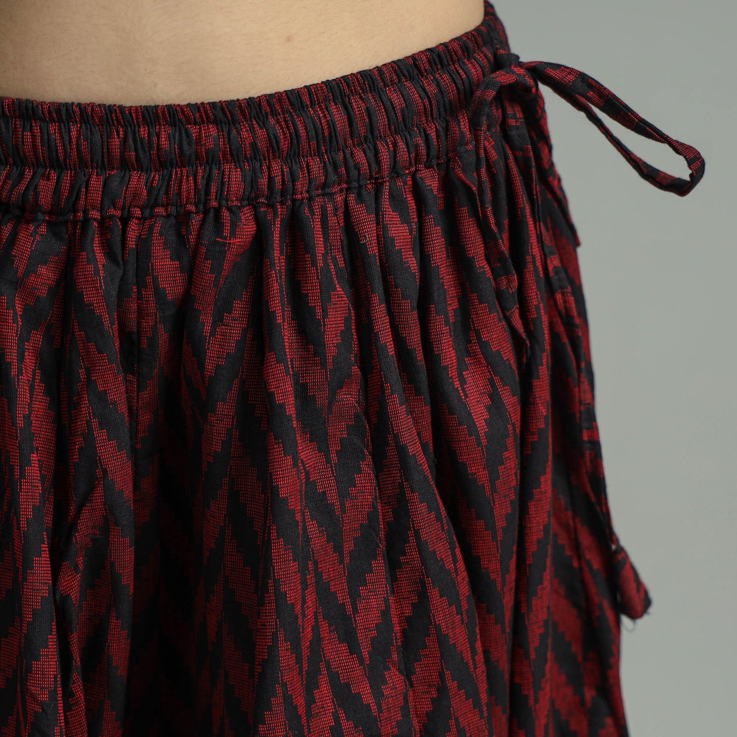 Maroon Jacquard Patchwork 24 Kali Cotton Long Skirt