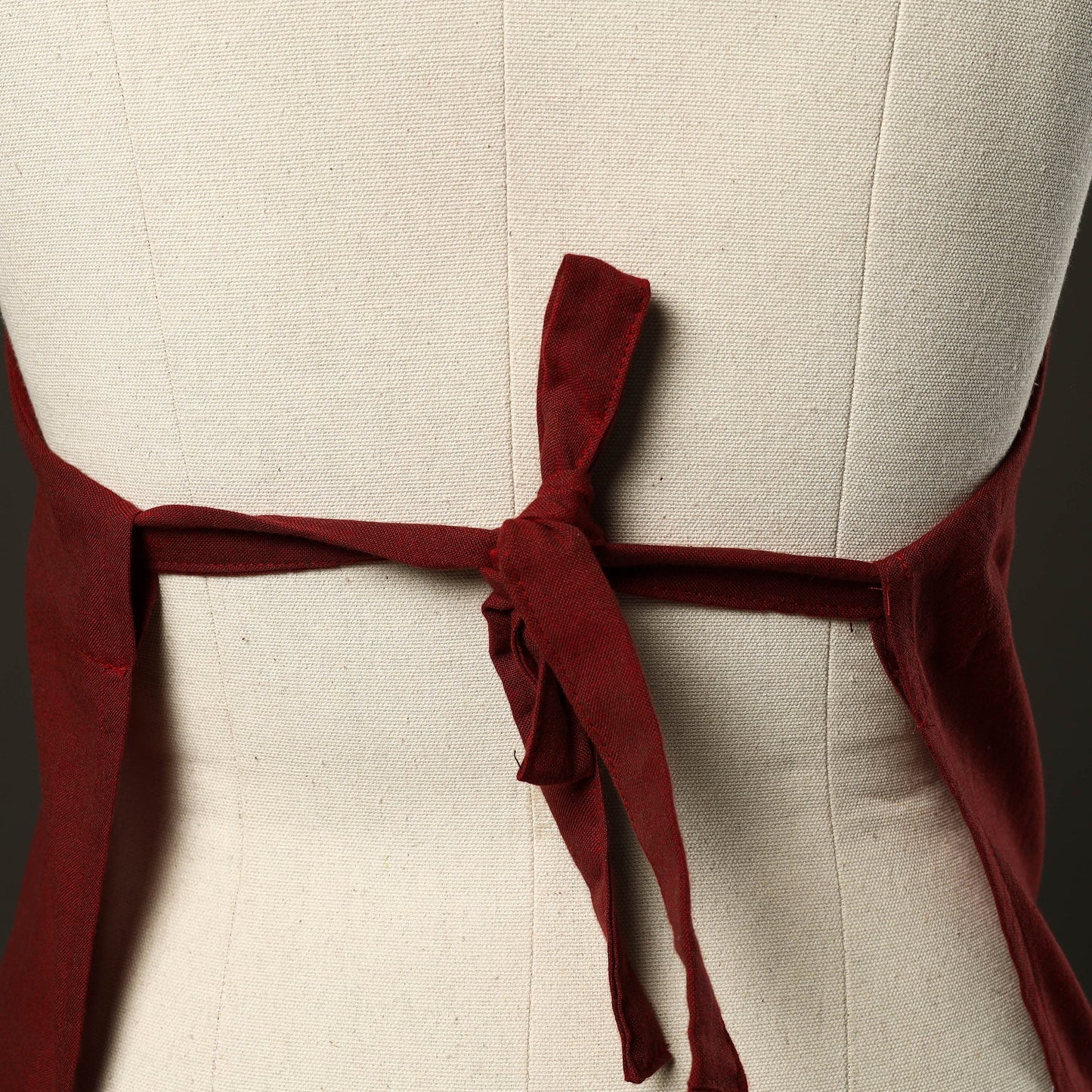 Maroon - jhiri handloom cotton apron with pocket 13